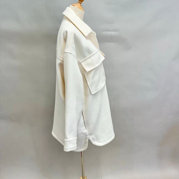 Abercrombie & Fitch ivory twill heavy shacket chore jacket size medium oversized - Picture 7 of 16